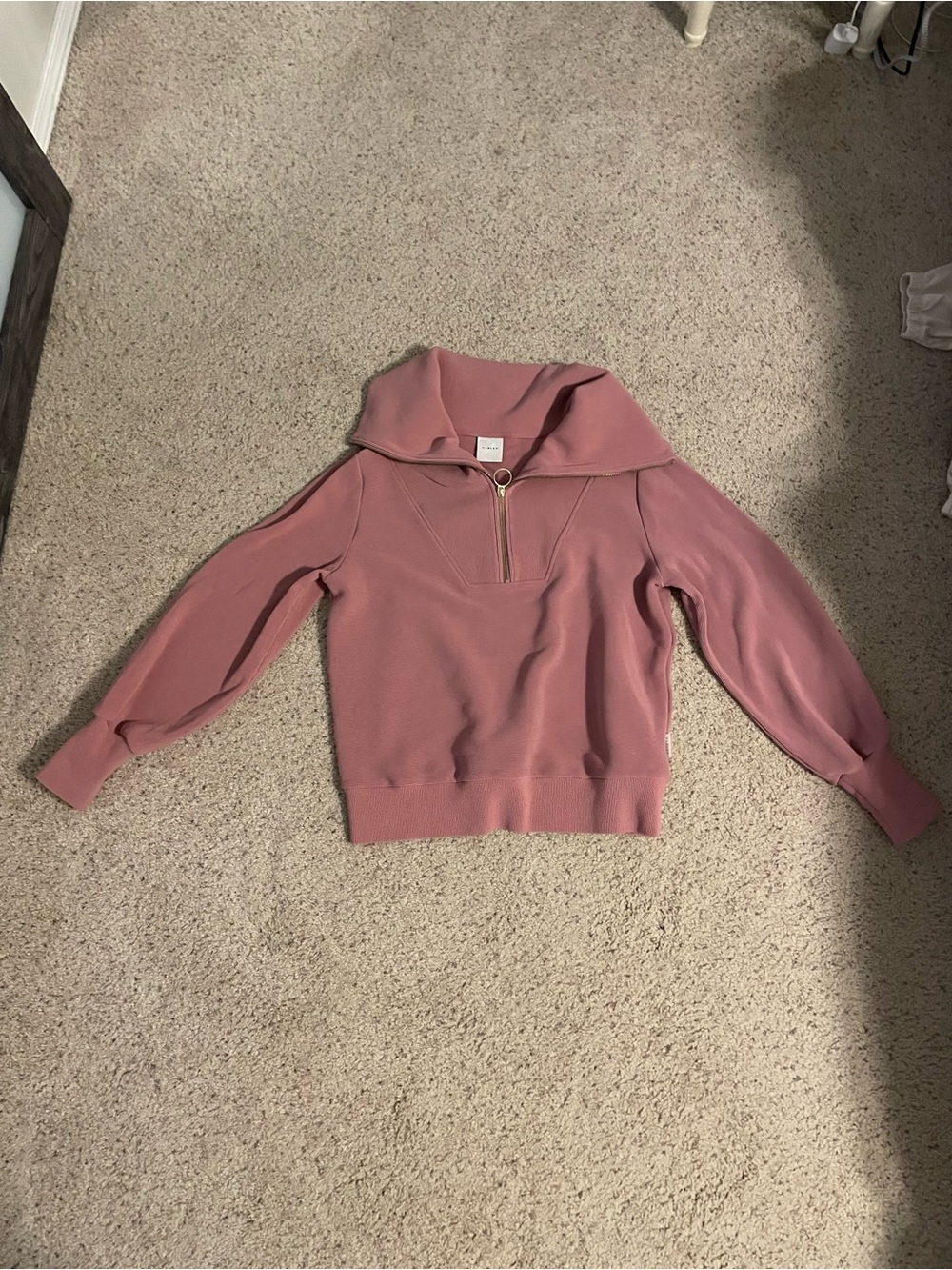 Varley Dusty Rose Half-Zip Funnel Neck Sweater
